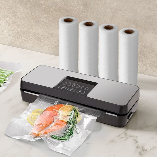 Devanti Food Vacuum Sealer Machine Auto Seal Cutter 5 Modes Storage Bags 28cm????6m 4 Rolls