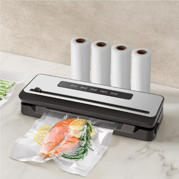 Devanti Food Vacuum Sealer Machine Sealing Cutter 4 Modes Storage Bags 4 Rolls