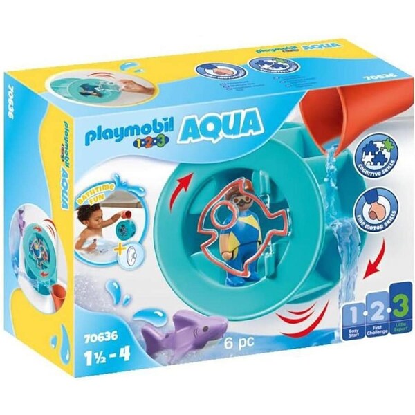 Playmobil - 1.2.3 Aqua Water Wheel with Baby Shark 70636