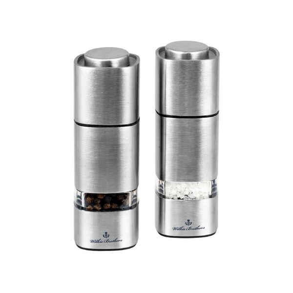 Salt and Pepper Mill Grinder Shaker Set Stainless Steel Square - 13cm