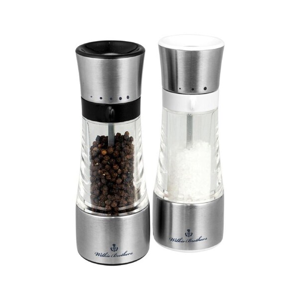Salt and Pepper Mill Grinder Set Stainless Steel/Acrylic - 18cm