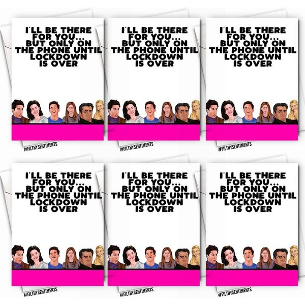6PK Filthy Sentiments A5 Lockdown Friends Blank Greeting Card w/White Envelope