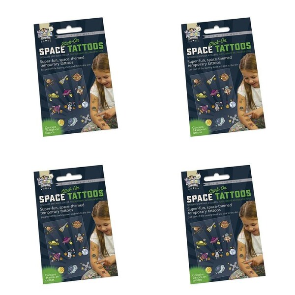 4x 24PK Funtime Stick-On Non-Toxic Space Temporary Tattoos Sticker Kids Body Art