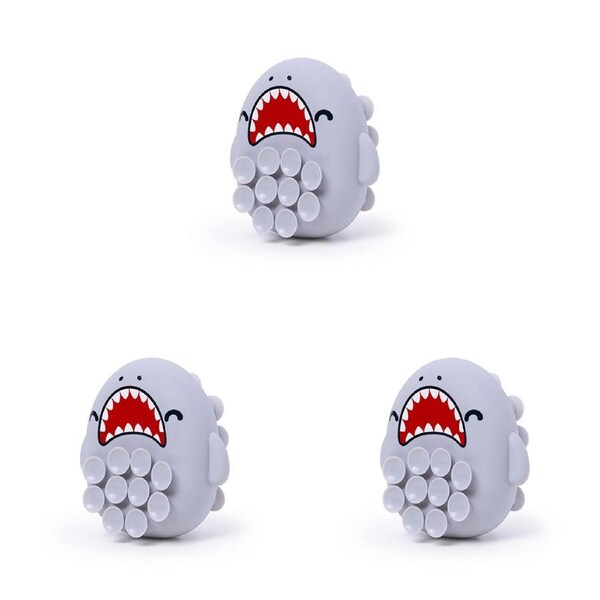 3PK Good Banana Suction Cup Fidget Shark Squeeze Soft Sensory Kids Toy 13cm Grey