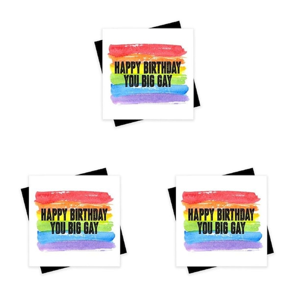 3PK Filthy Sentiment Big Gay Blank Greeting Card 350gsm w/White Envelope 14x14cm