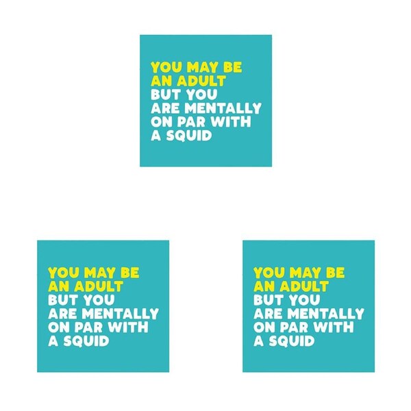 3PK Filthy Sentiments Mentally On Par w/A Squid Blank Card w/Envelope 14x14cm