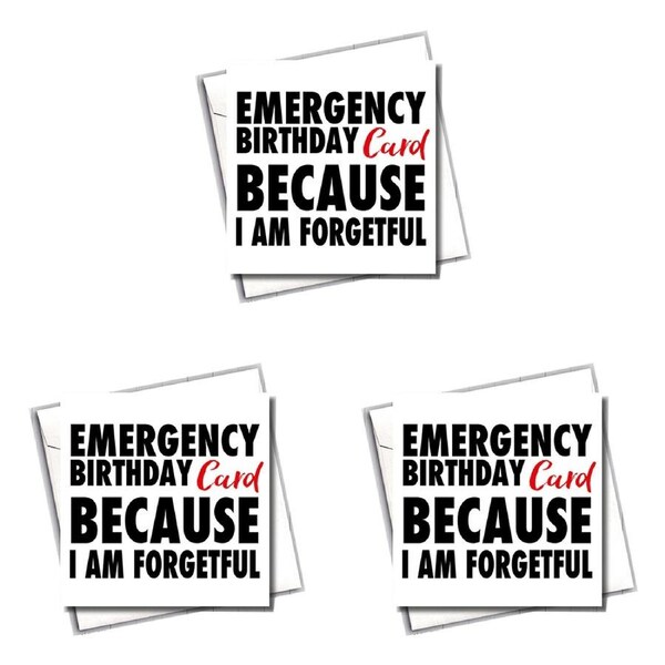 3PK Filthy Sentiments Emergency Blank Greeting Card w/White Envelope 14x14cm Sqr