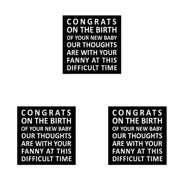 3PK Filthy Sentiments Congrats On The Birth Greeting Card w/WHT Envelope 14x14cm