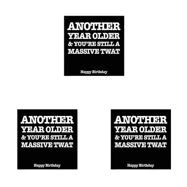 3PK Filthy Sentiments Another Year Older & You're Still A Massive Twat Card 14cm