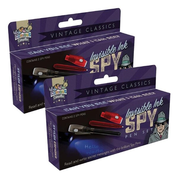 2PK Funtime Invisible Ink Spy Pen Set w/UV Light Kids/Children Toy Stationery 3+