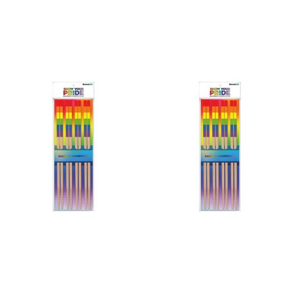 2x 8pc Gamago Bamboo Chopsticks Set Reusable Noodle/Food Utensil Show Your Pride