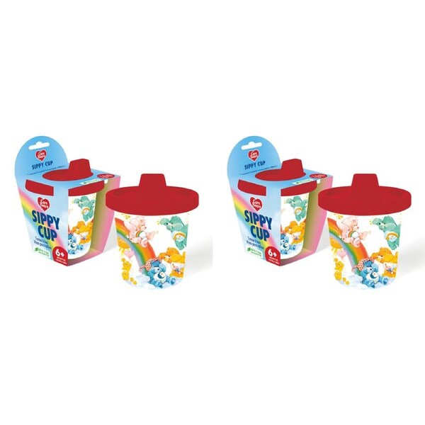 2PK Gamago Care Bears 207ml Sippy Cup Baby/Toddler Water/Milk Drinkware Mug 6m+