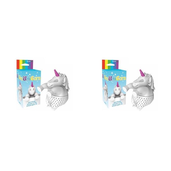 2PK Gamago 11cm Unicorn Tea Infuser Strainer Herb Drink Filter Diffuser GRY