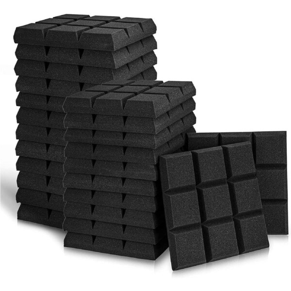iDEER LIFE Acoustic Foam, 24Pcs, Sound Absorbing Panels Wall Tiles, Square Shape