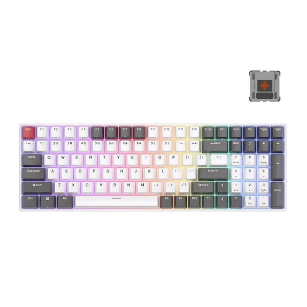 RK Royal Kludge (RK100) WHITE Tri mode RGB Hot Swappable Keyboard Red Switch
