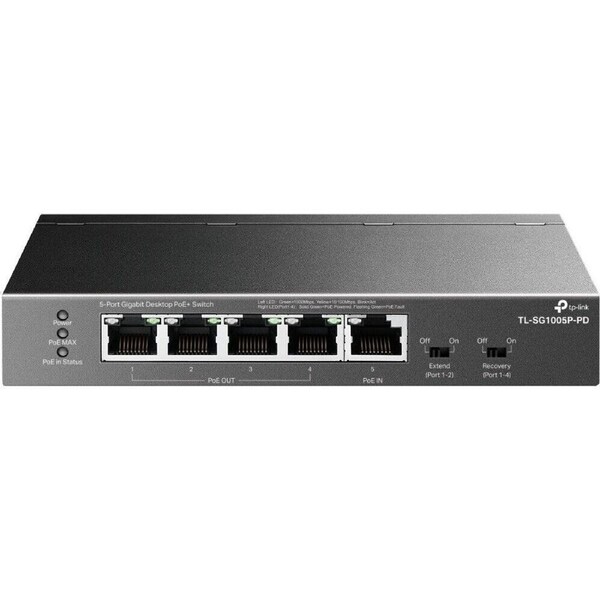 TP-Link TL-SG1005P-PD 4-Port Gigabit Desktop PoE+ Switch Powered by PoE Silent
