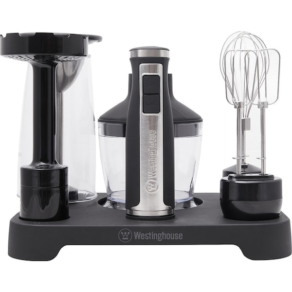 Westinghouse Multi Function 350W Stick Mixer Set w/ Lock In Stand SS/Black