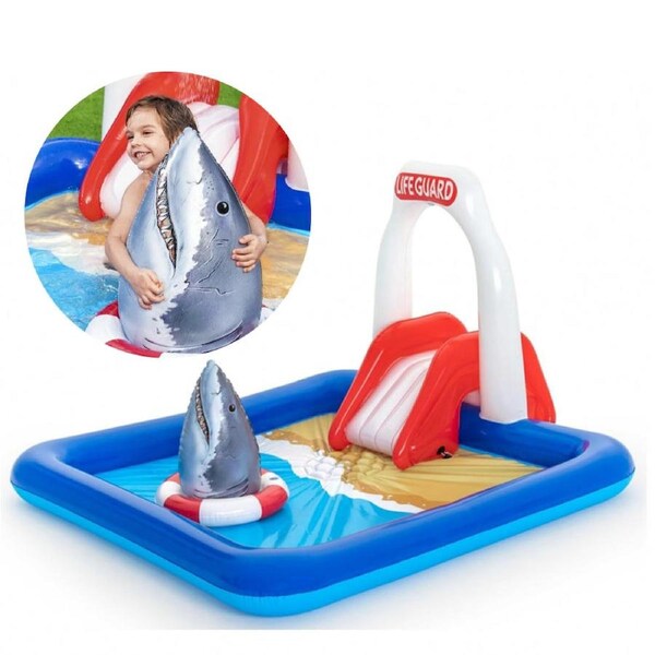 Bestway Inflatable shark Lifeguard Tower Play Center Pool With Slide Set AU