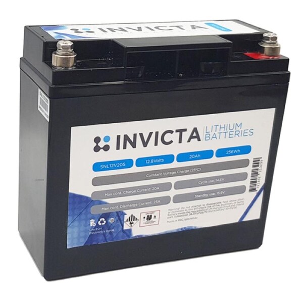 Invicta 12V 20Ah Lithium Battery with 4 Series Functionality