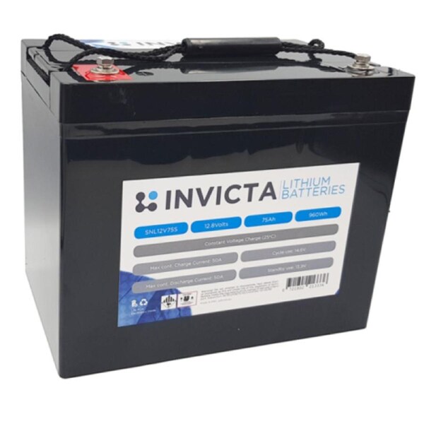 Invicta 12V 75Ah Lithium Battery with Bluetooth
