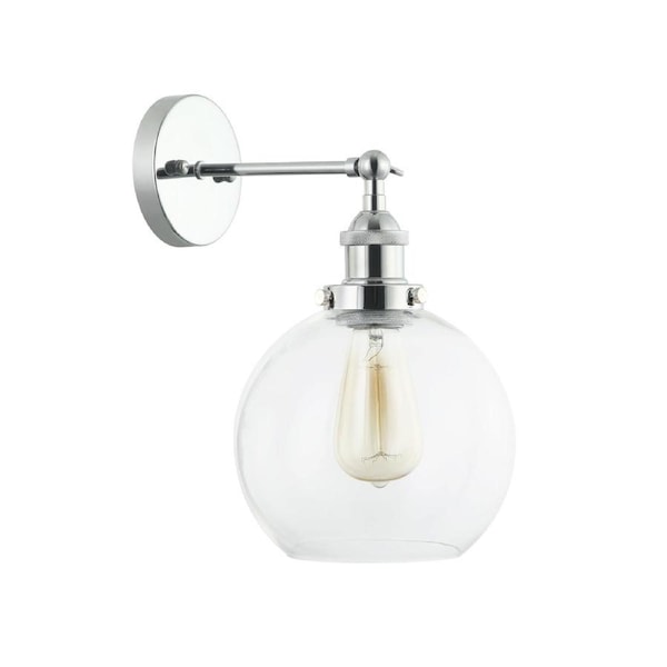 PESINI Interior Wine Glass with Chrome Highlight Wall Light- Clear