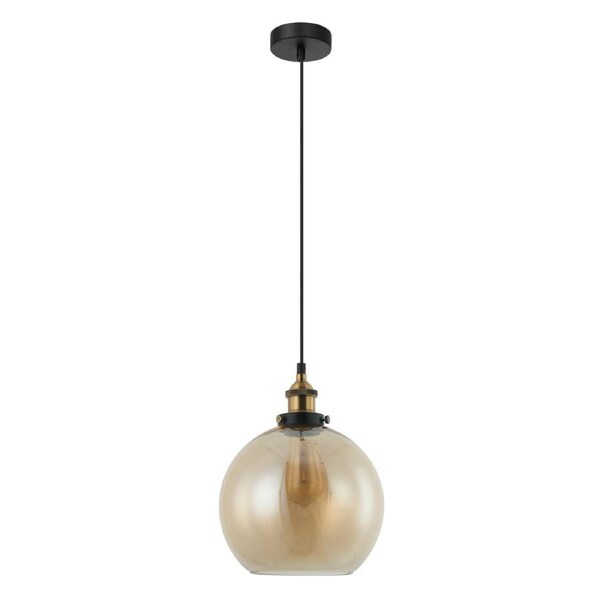 PESINI Interior Wine Glass with Antique Brass Highlight Pendant Light- Amber