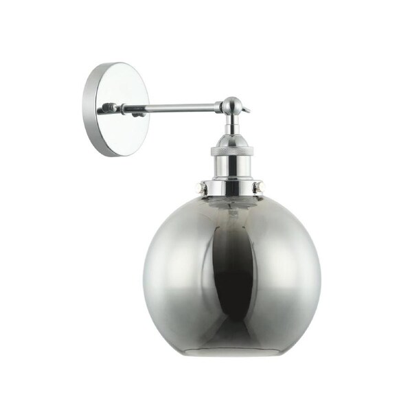 PESINI Interior Wine Glass with Chrome Highlight Wall Light- Black Smoke
