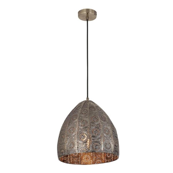 SARI Interior Embossed Ellipse Aged Brass Steel Ombre Pendant Light