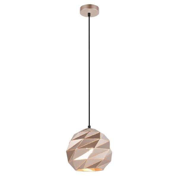 ORIGAMI Interior Dome Carved Iron Pendant Light- Small Rose Gold