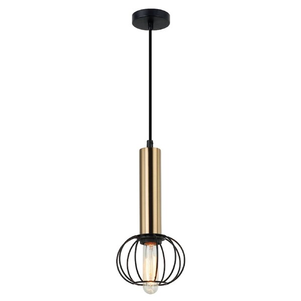 CORAZON Interior Round/ Diamond Cage Pendant Light- Antique Brass / Matt Black Cage RND