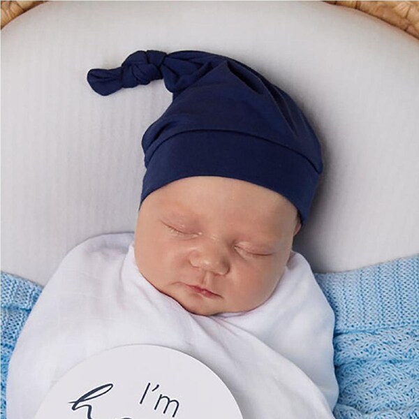 Snuggle Hunny Navy Organic Knotted Beanie