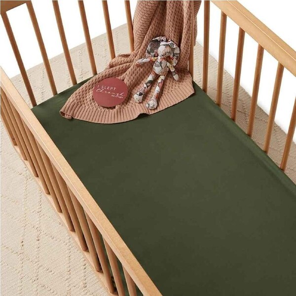 Snuggle Hunny Olive Organic Fitted Cot Sheet