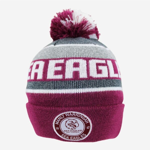 Manly Sea Eagles NRL Tundra Pom Pom Knit Beanie Hat