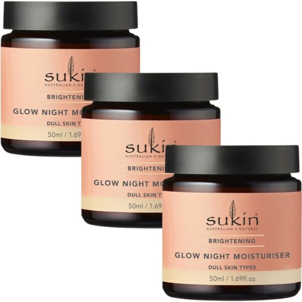 3 x Sukin Brightening Glow Night Moisturiser 50mL