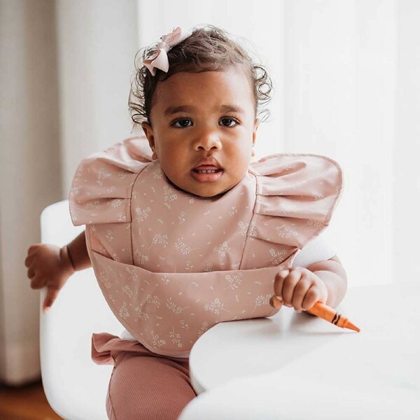 Snuggle Hunny Dusty Rose Flower Frill Snuggle Bib