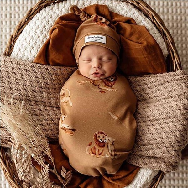 Snuggle Hunny Roar Organic Snuggle Swaddle & Beanie Set