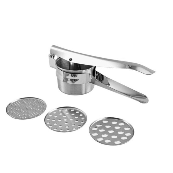 Stainless Steel Potato Ricer with 3 Interchangeable Discs Heavy Duty Masher for Potatoes Vegetables and Purees