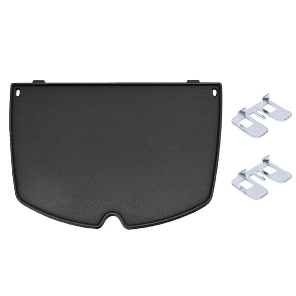 Cast Iron BBQ Half Griddle Plate Replacement Part for Weber Q100 Q120 Q1000 Q1200 Series Grills Non-stick Cooking Pan 32x21cm With 2 Support Clips