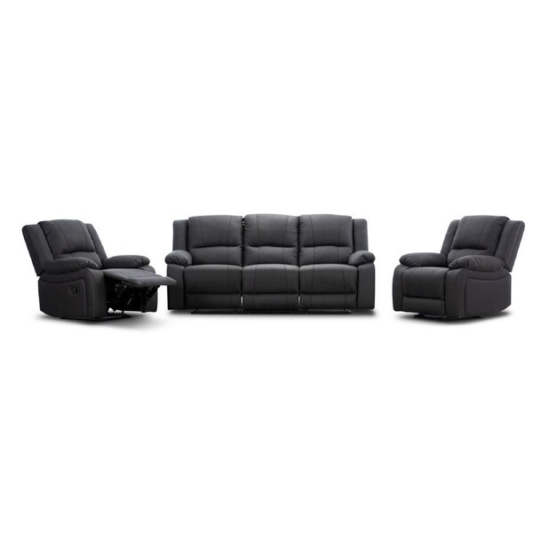Anderson 1+1+3 Seater Fabric Electric Recliner Sofa Lounge Chair Set Jet