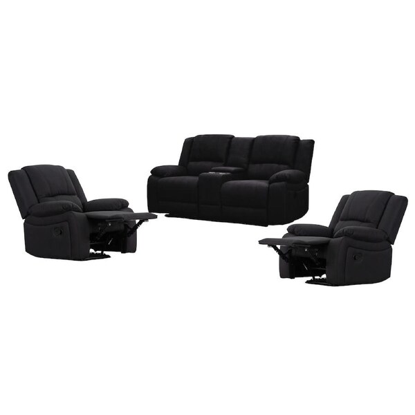 Anderson 1+1+2 Seater Fabric Electric Recliner Sofa Lounge Chair Set Onyx