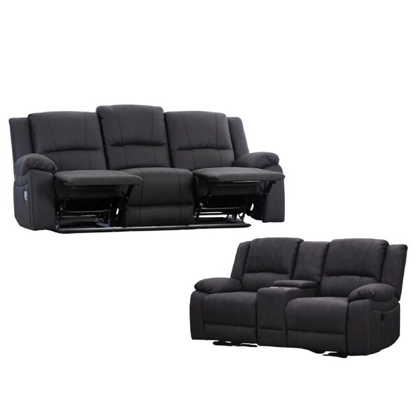 Anderson 2+3 Seater Fabric Electric Recliner Sofa Lounge Chair Set Jet