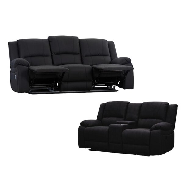 Anderson 2+3 Seater Fabric Electric Recliner Sofa Lounge Chair Set Onyx