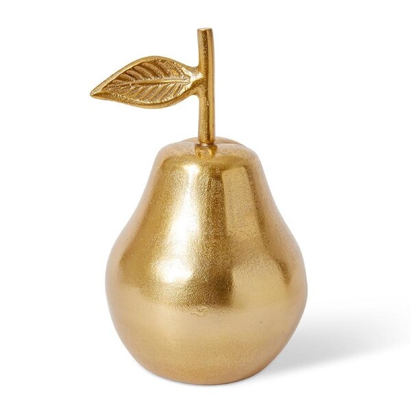 E Style Pear Home Decorative Fruit Sculpture Ornament - Gold 13 x 13 x 22cm