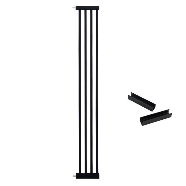 riin 20cm Wide Extension Panel Kit for Extra Tall 150cm Baby Pet Security Gate Metal Safety Guard Tension Pressure Mounted for Children Dog Kitten Black