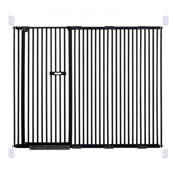 riin Extra Tall 150cm Baby Pet Security Gate Metal Safety Guard Tension Pressure Mounted for Children Dog Kitten Adjustable Width Range 175-185cm Largest Gap Between Bars 42mm Model B442 Black