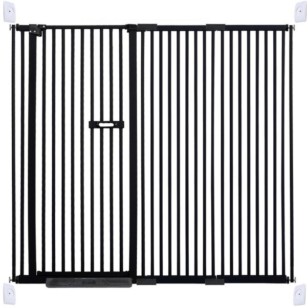 riin Extra Tall 150cm Baby Pet Security Gate Metal Safety Guard Tension Pressure Mounted for Children Dog Kitten Adjustable Width Range 155-165cm Largest Gap Between Bars 42mm Model B44 Black