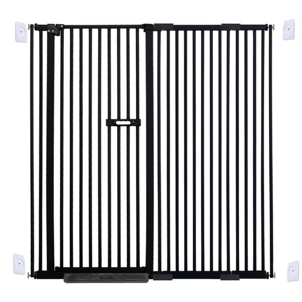 riin Extra Tall 150cm Baby Pet Security Gate Metal Safety Guard Tension Pressure Mounted for Children Dog Kitten Adjustable Width Range 135-145cm Largest Gap Between Bars 42mm Model B42 Black