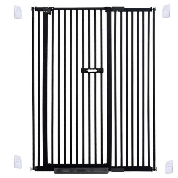 riin Extra Tall 150cm Baby Pet Security Gate Metal Safety Guard Tension Pressure Mounted for Children Dog Kitten Adjustable Width Range 105-115cm Largest Gap Between Bars 42mm Model B3 Black