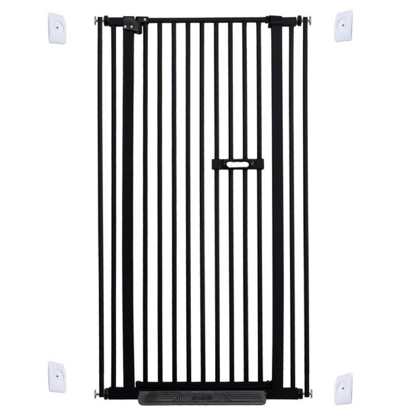 riin Extra Tall 150cm Baby Pet Security Gate Metal Safety Guard Tension Pressure Mounted for Children Dog Kitten Adjustable Width Range 75-85cm Largest Gap Between Bars 42mm Model B0 Black