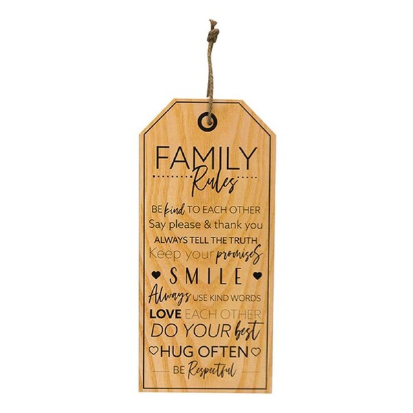 Unigift Family Rules 22x55cm Plaque Assorted Home/Lounge Decor Wall Art